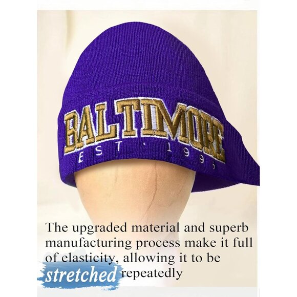 Women's Purple & Gold Soft Knit Winter Hat For Cold Weather Beanie Toque Hat - Picture 5 of 6